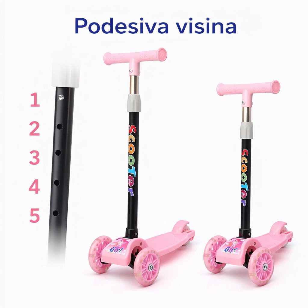 Dječiji trotinet rotomobil sa svijetlećim točkićima