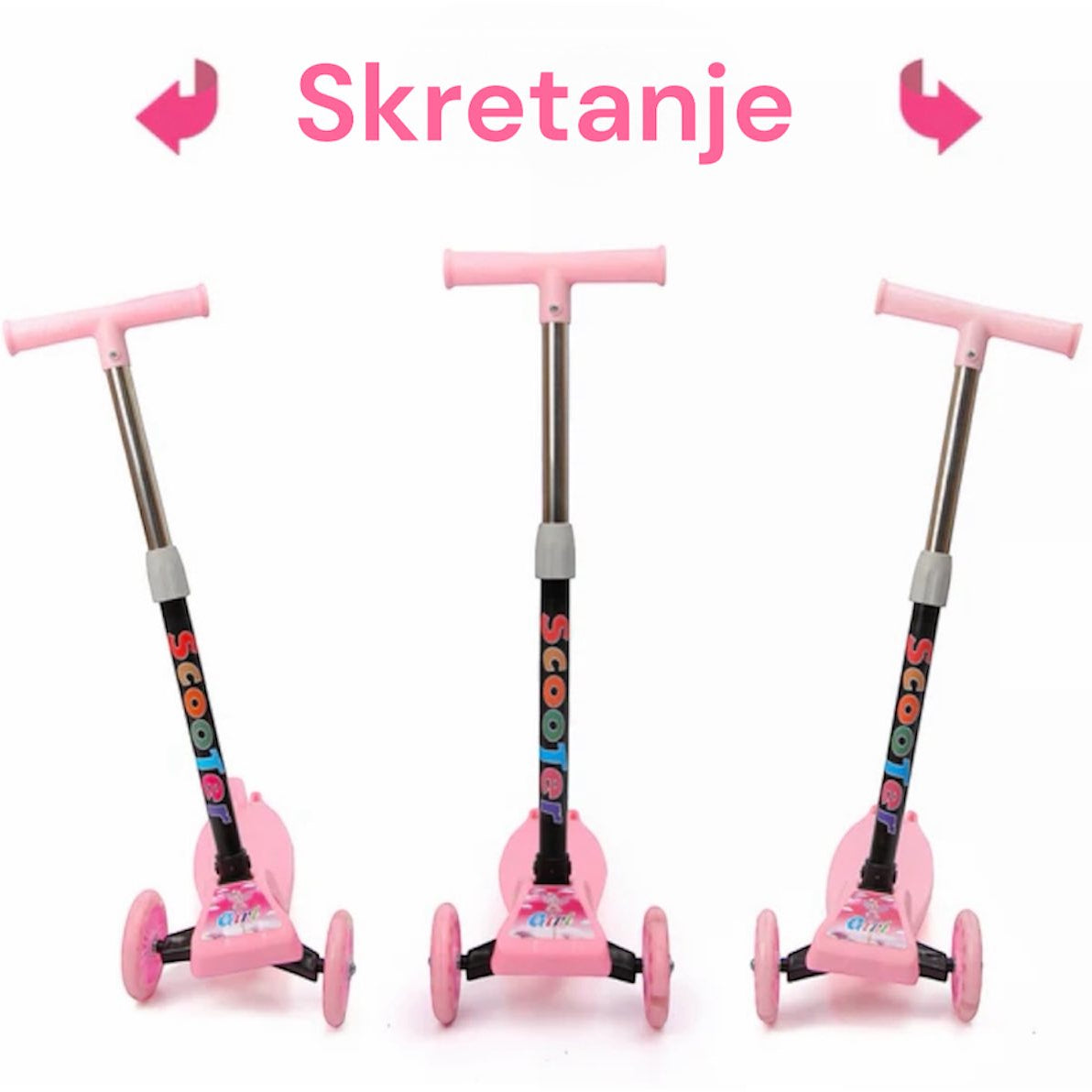 Dječiji trotinet rotomobil sa svijetlećim točkićima