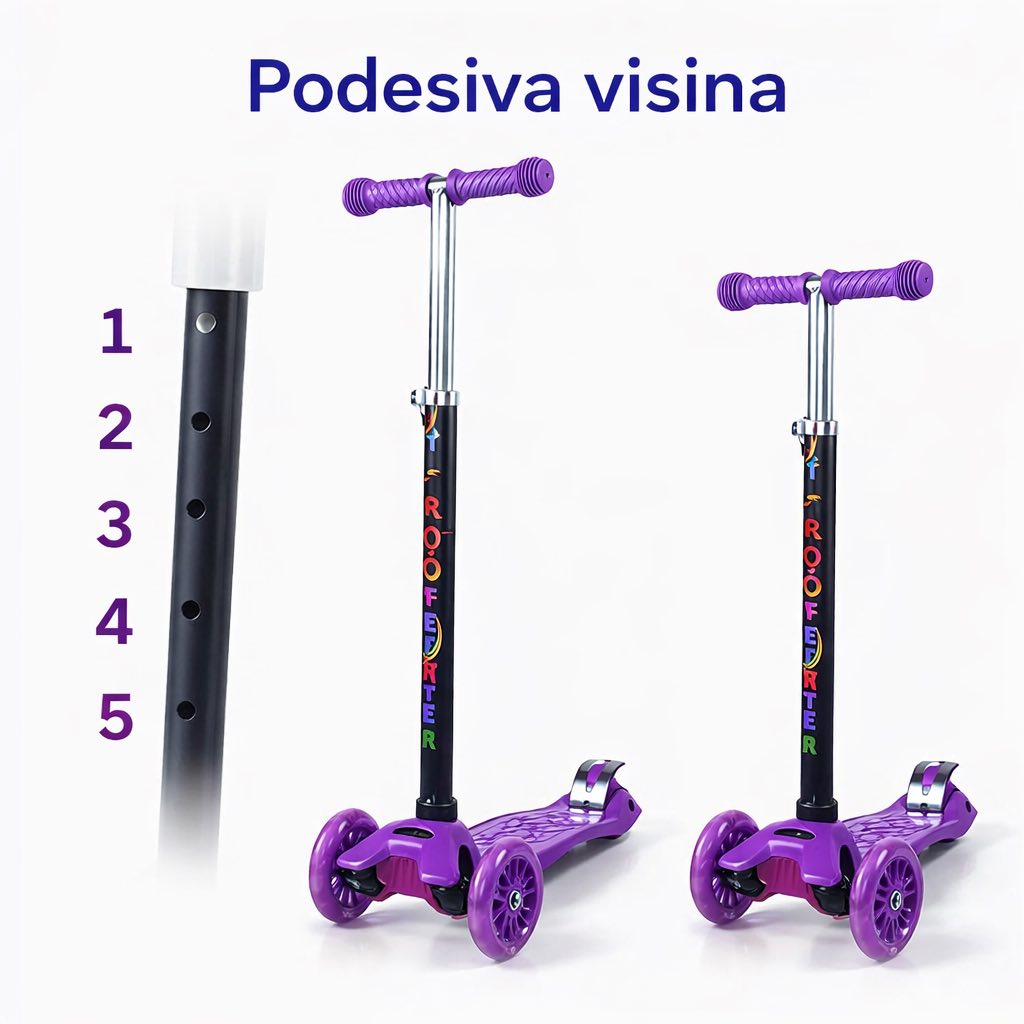 Dječiji trotinet rotomobil sa svijetlećim točkićima