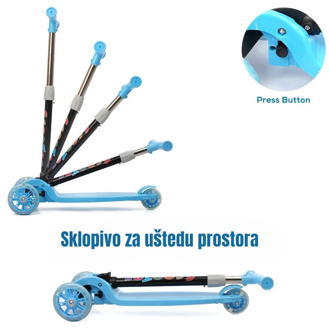 Dječiji trotinet rotomobil sa svijetlećim točkićima