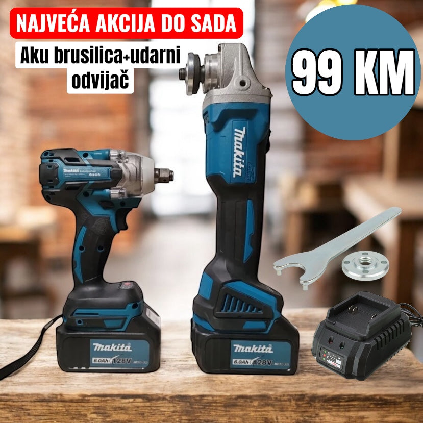 Aku brusilica+Aku udarni odvijač Makita