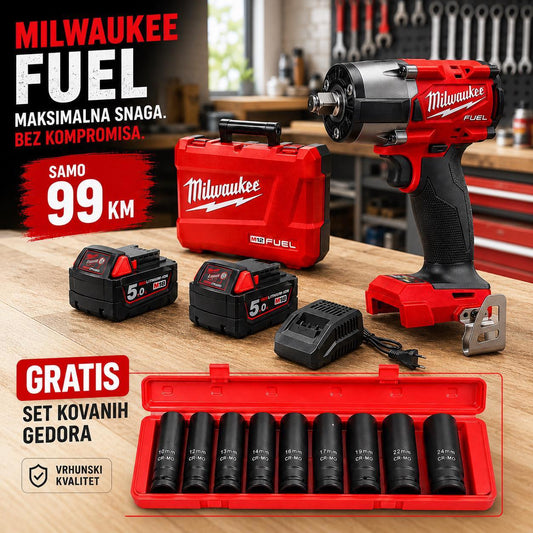 Aku Udarni Odvijač | 2 Baterije + Punjač + GRATIS Gedore